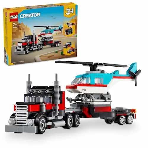 LEGO Creator Flatbed Truck with Helicopter Vehicle Toy 3in1 Set 31146
