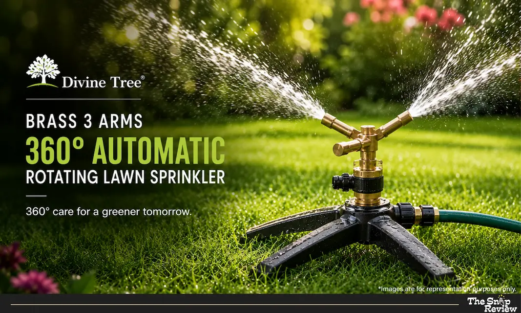 DIVINE TREE 360 Degree Rotating Automatic Garden Brass Sprinkler with Stand Divine Tree Brass 3 Arms 360 Degree Automatic Rotating Lawn Sprinkler