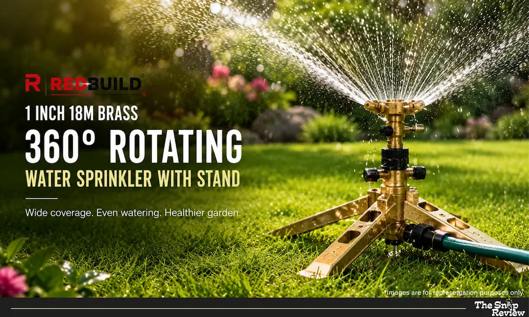 RedBuild Automatic 360 Degree Rotating Brass Sprinkler with Stand PPL AGRO Toolsvilla 360 Degree Rotating Brass Sprinkler with Stand