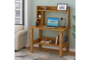 Wooden Study Table with Hutch Bottom Storage