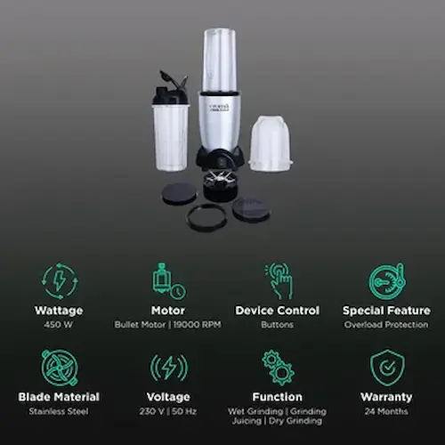 Croma Nutri 450W 2 Jars Mixer Grinder Blender