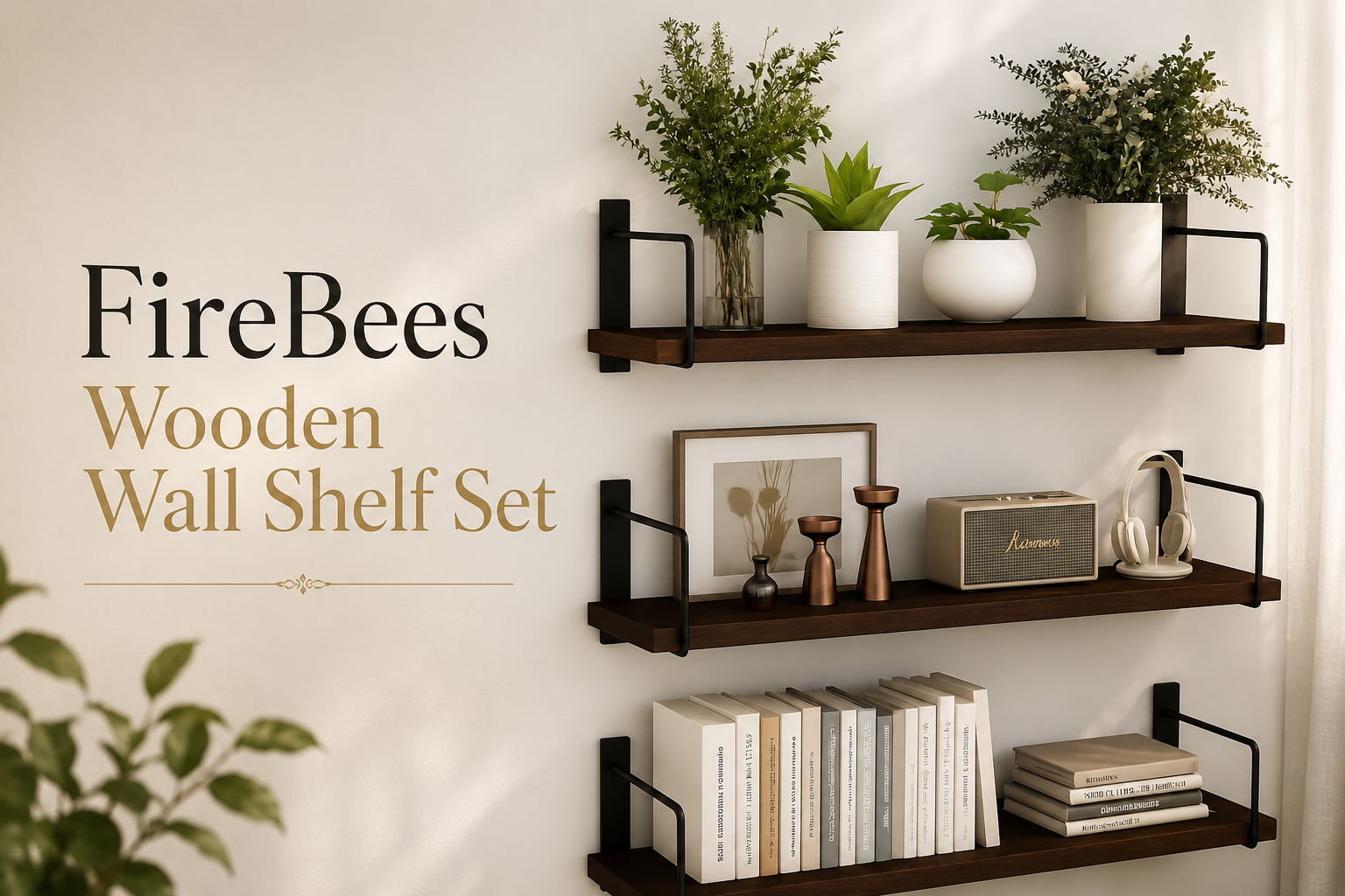 FireBees Wooden Wall Shelf Set