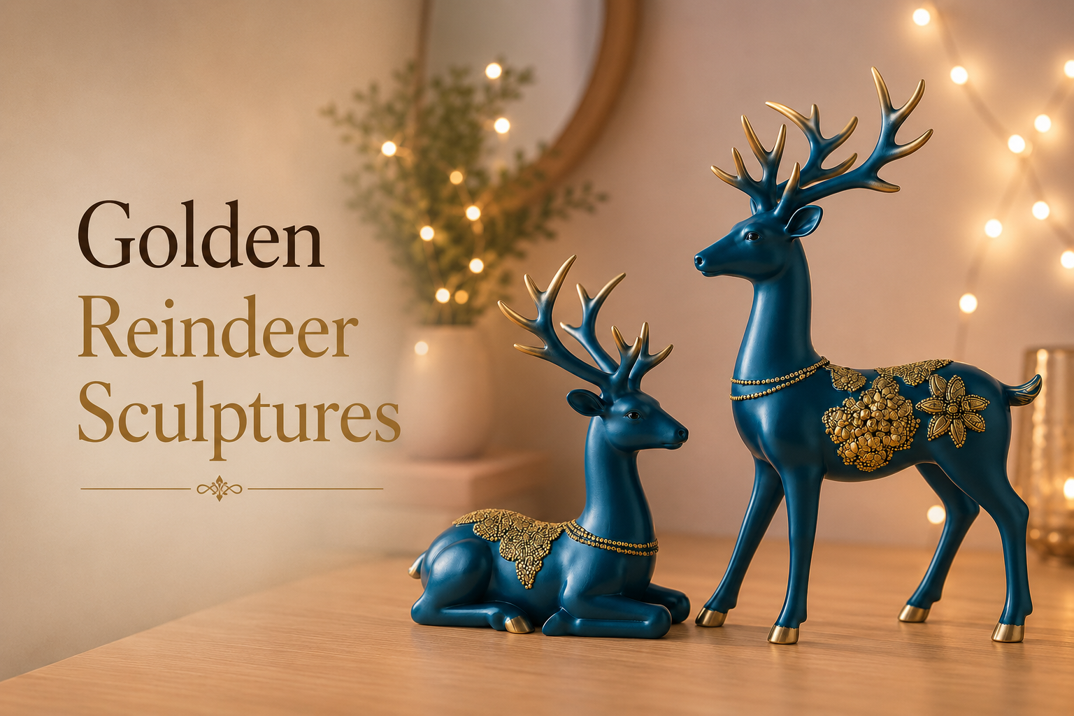 Golden Reindeer Sculptures