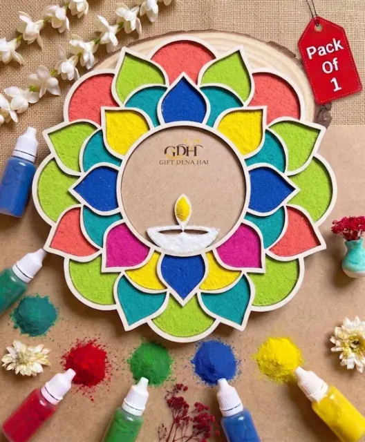 GiftDenaHai Diwali Rangoli 3D Template Mat (Diya Design)