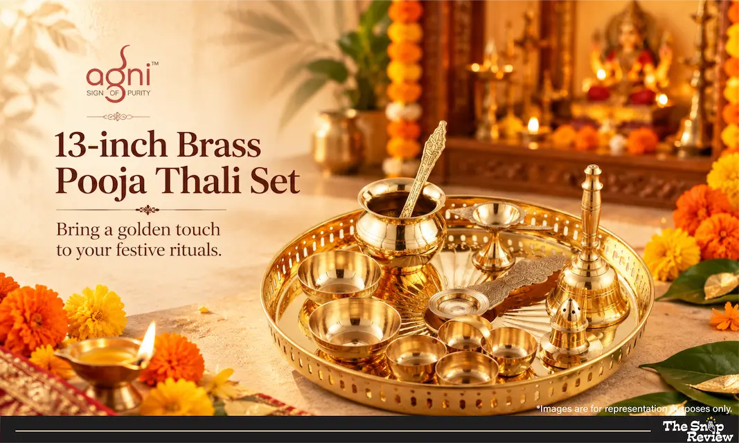 Agni 13-inch Brass Pooja Thali Set (10 pcs) Agni 13-inch Brass Pooja Thali Set (10 pcs)