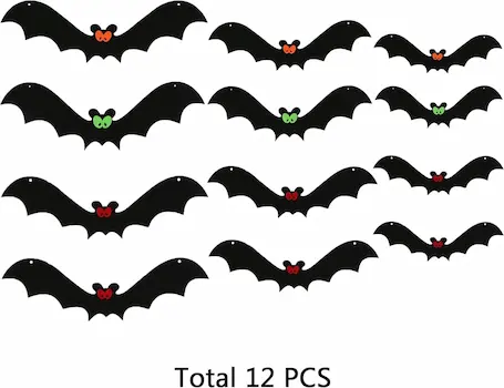 Incrizma Black Hanging Bats (12 Pieces)